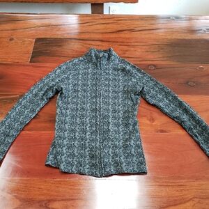 Ibex Juliet Women's Gray Patterned Zip-Up Cardigan/jacket